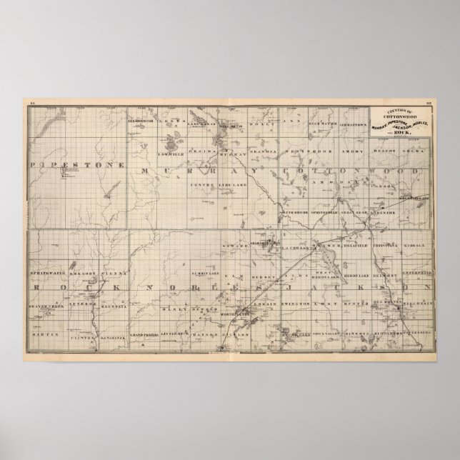 Affiches Cottonwood, Murray, comté de Pipestone, Minnesota (Devant)