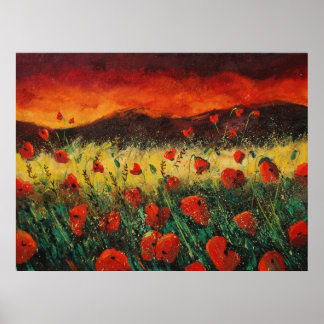 Affiches couché de soleil sur les pavots 68