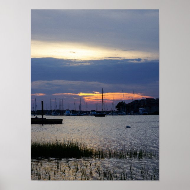Affiches Coucher de soleil à Folly Harbor (Devant)