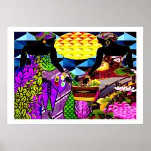 Affiches Coucher De Soleil Africain Dans Le Jardin Des Fleu