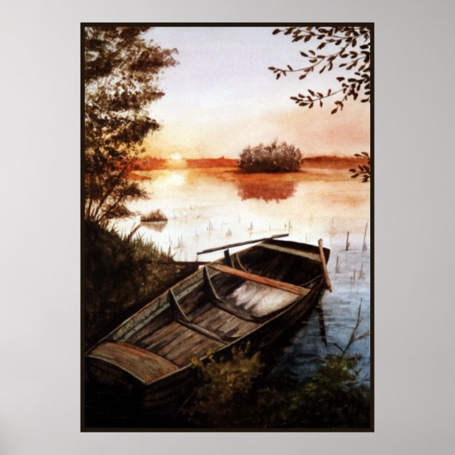 Affiches Coucher de soleil au lac (Devant)
