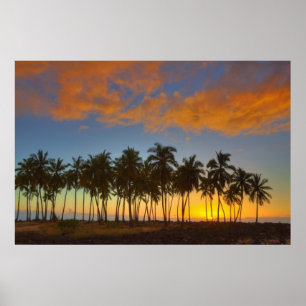 Affiches Coucher de soleil au parc national historique Pu'u
