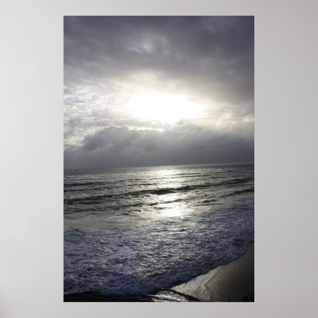 Affiches Coucher de soleil bleu argenté (Devant)