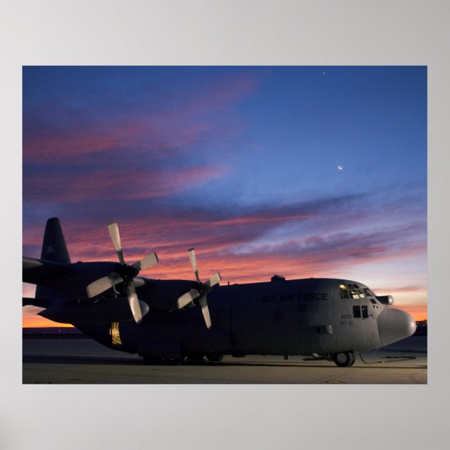 Affiches Coucher de soleil C-130 Hercules (Devant)