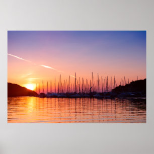 Affiches Coucher de soleil dans la baie de mer Adriatique p