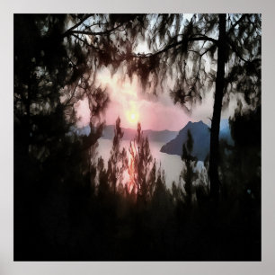 Affiches Coucher De Soleil De Marmaris Encadré De Palmiers