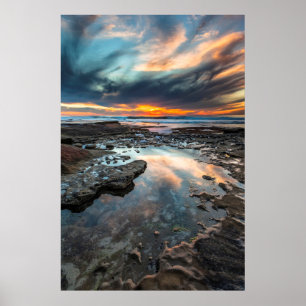 Affiches Coucher de soleil depuis les bassins de marée