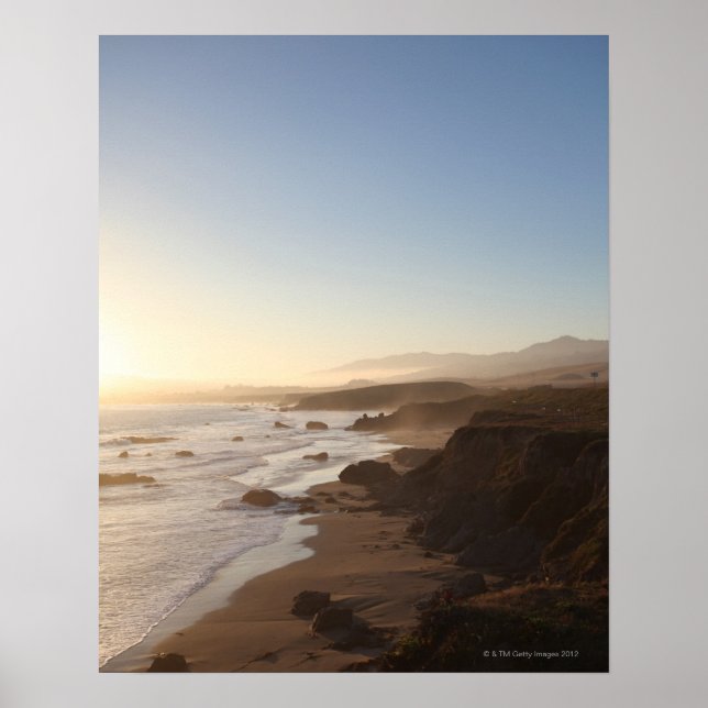 Affiches Coucher de soleil d'été le long de la route califo (Devant)