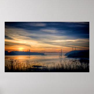 Affiches Coucher de soleil du pont de Carquinez