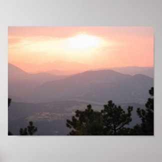 Affiches Coucher de soleil en montagne 2 grand
