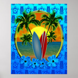 Affiches Coucher De Soleil Et Planches De Surf