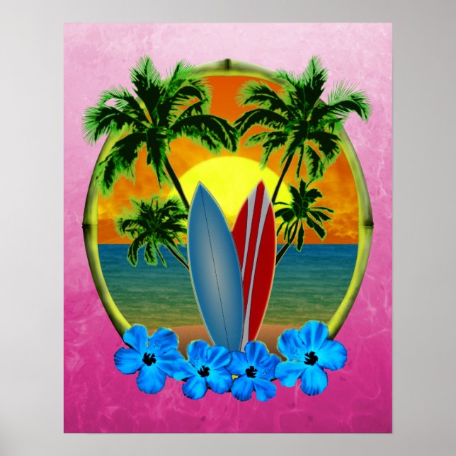 Affiches Coucher De Soleil Et Planches De Surf (Devant)