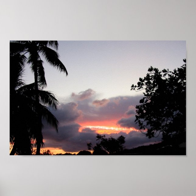 Affiches Coucher de soleil hawaïen (Devant)
