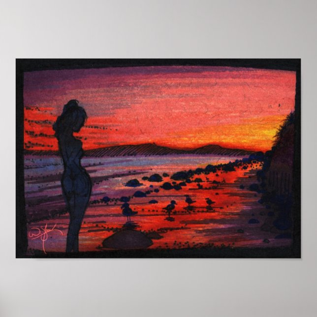 Affiches Coucher de soleil papillon (Devant)