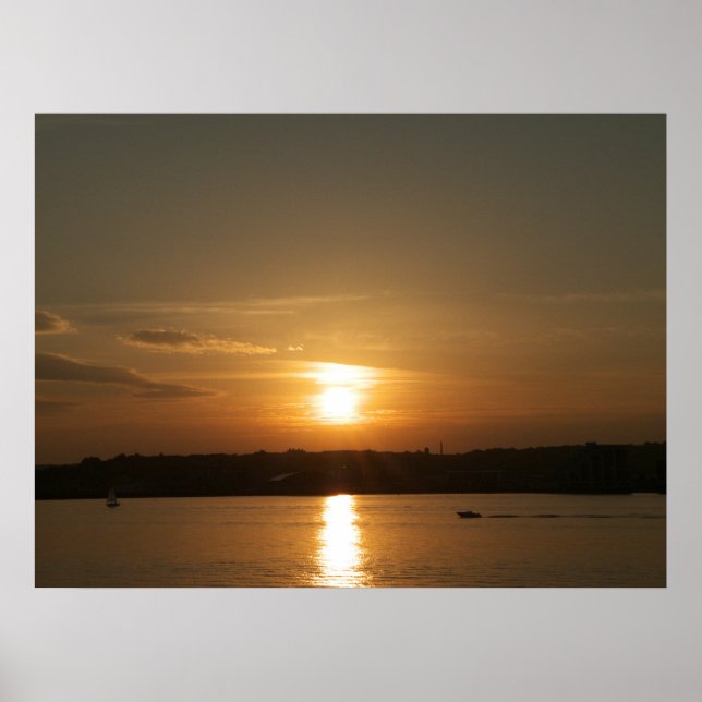 Affiches Coucher de soleil sur la baie Cardiff (Devant)