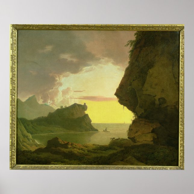 Affiches Coucher de soleil sur la côte près de Naples, vers (Devant)