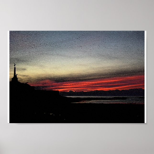 Affiches Coucher de soleil sur la mer à Aberystwyth (Devant)