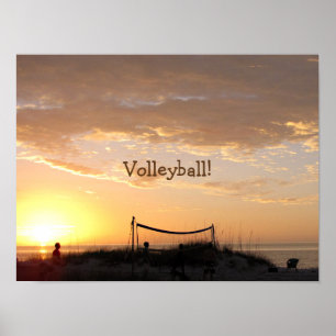 Affiches Coucher de soleil sur la plage de volley-ball