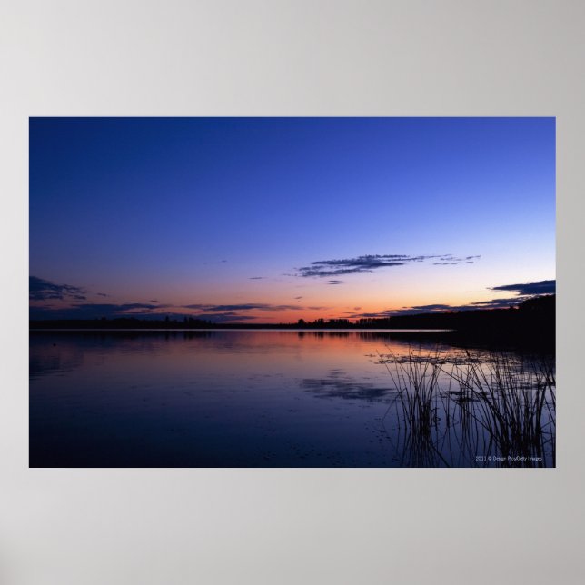 Affiches Coucher De Soleil Sur Le Lac Wabamun Avec De L'Her (Devant)
