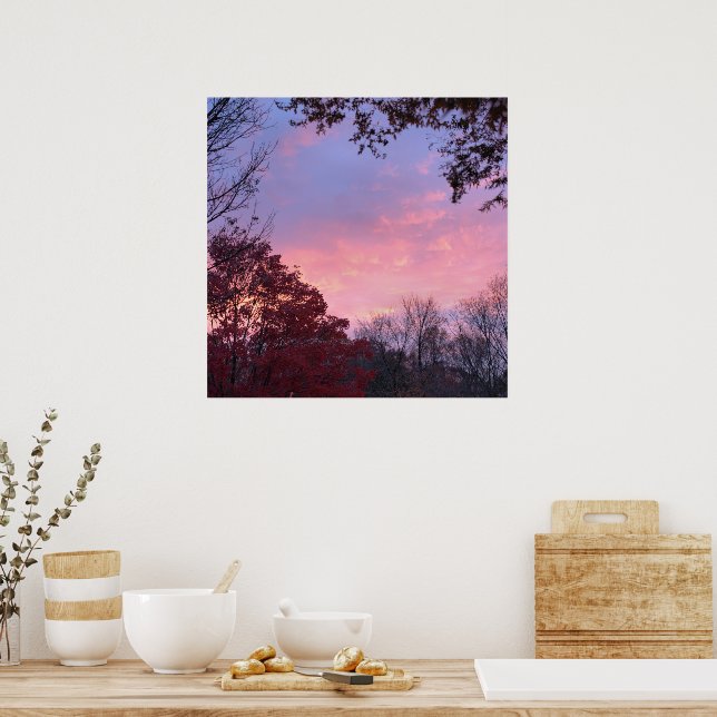 Affiches Coucher de soleil sur les arbres magnifique (Cuisine)