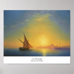 Affiches Coucher de soleil sur les eaux marines d'Ischia Iv