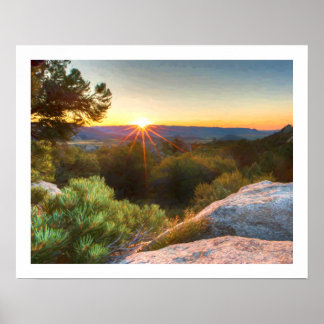 Affiches Coucher de soleil sur les montagnes Sage