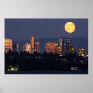 Affiches Coucher de soleil sur l'horizon de Bellevue depuis