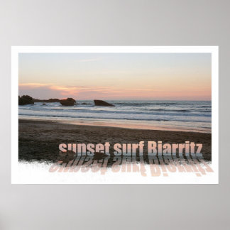 Affiches coucher de soleil surf Biarritz