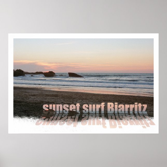 Affiches coucher de soleil surf Biarritz (Devant)