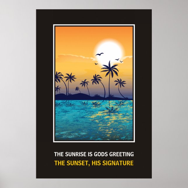 Affiches Coucher de soleil tropical avec citation imprimé d (Devant)