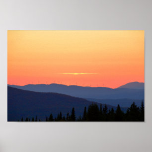Affiches Coucher De Soleil Vermont Avec Turbines Éoliennes
