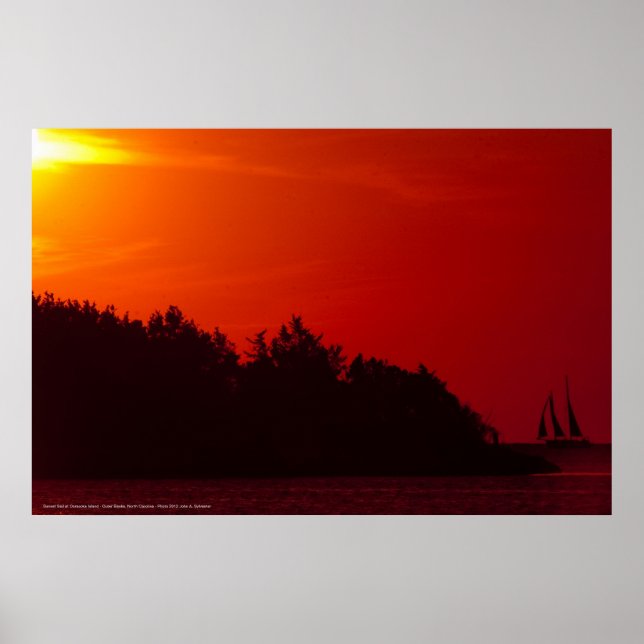 Affiches coucher de soleil Voile sur l'île d'Ocracoke (Devant)