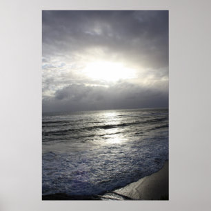 Affiches Coucher du soleil bleu argenté