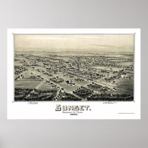 Affiches Coucher du soleil, carte panoramique de TX - 1890