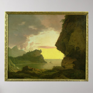 Affiches Coucher du soleil sur la côte près de Naples,