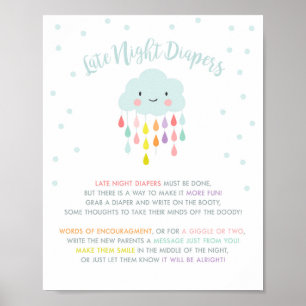 Affiches Couches de nuit tardive signe Nuage Gouttes de plu