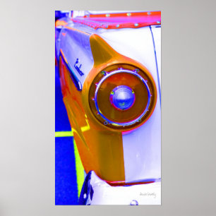 Affiches couleur saturée de la queue de voiture classique