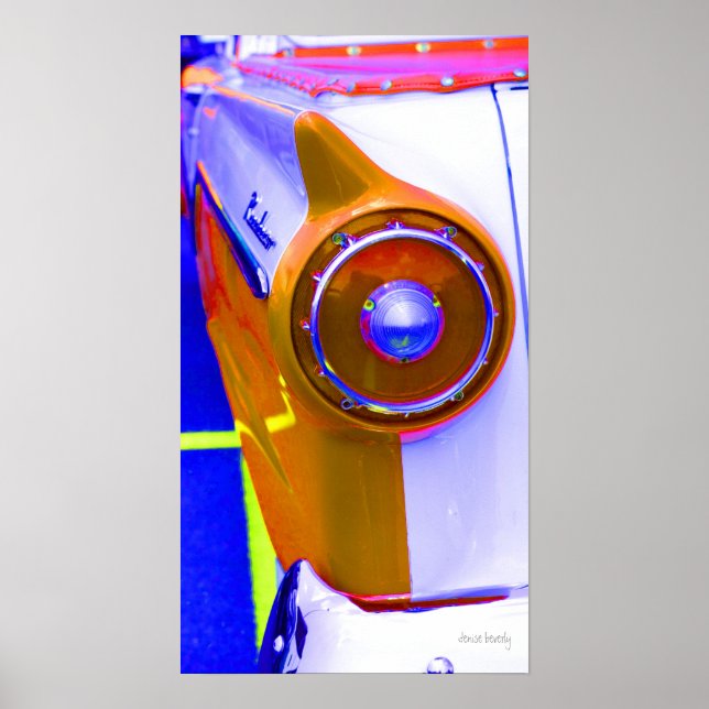 Affiches couleur saturée de la queue de voiture classique (Devant)