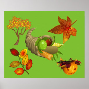 Affiches Couleurs automne Maple Thanksgiving Cornucopia