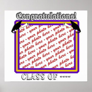 Affiches Couleurs de l'école Purple & Gold cadre de graduat