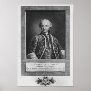 Affiches Count of St. Germain, famous alchemist, 1783