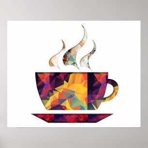 Affiches Coupe de cacao ou café en mosaïque Polygone orange