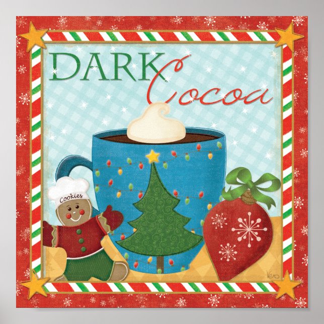 Affiches Coupe rouge de Noël avec cacao crémeux (Devant)