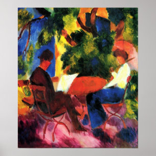 Affiches Couple à la table du jardin par August Macke
