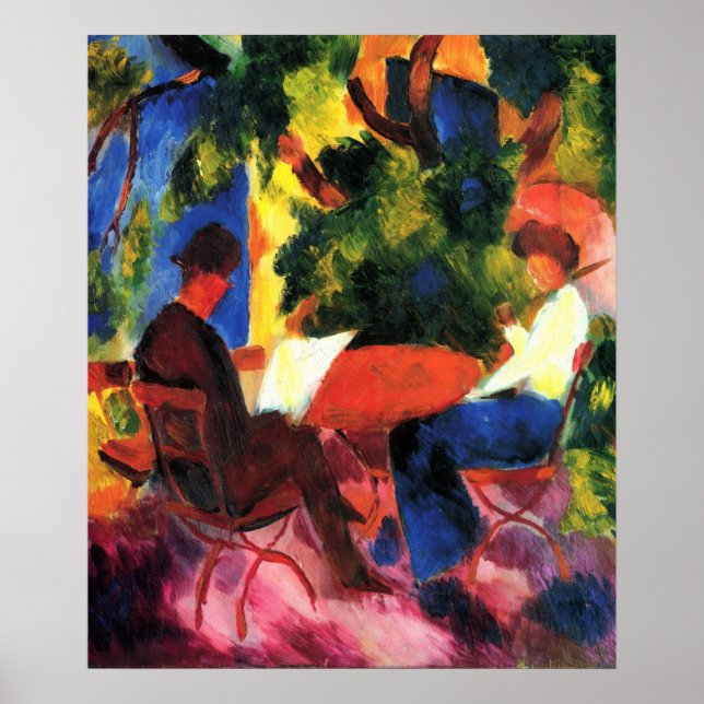 Affiches Couple à la table du jardin par August Macke (Devant)