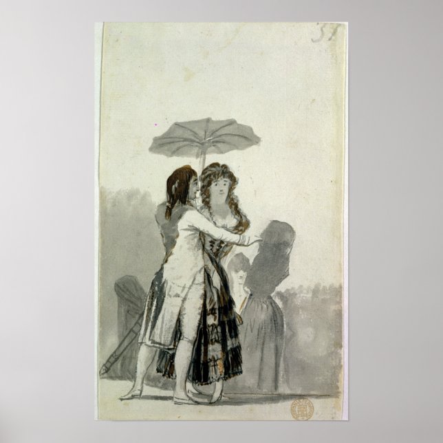 Affiches Couple avec Parasol (Devant)