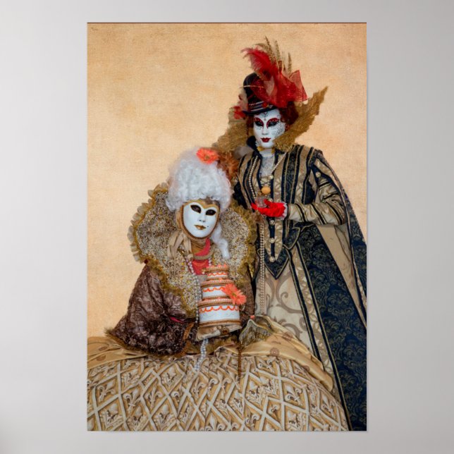 Affiches Couple en costume de Carnaval, Venise (Devant)
