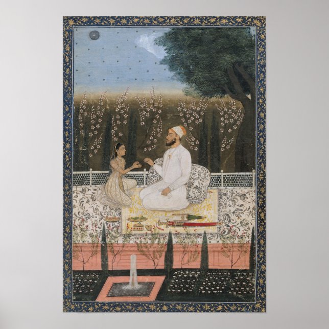 Affiches Couple en terrasse dans un jardin (Devant)