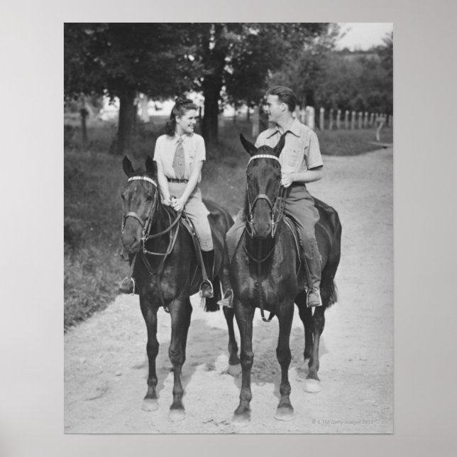 Affiches Couple Riding Horses (Devant)
