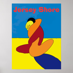 Affiches Couple sur Jersey Shore Beach Abstrait